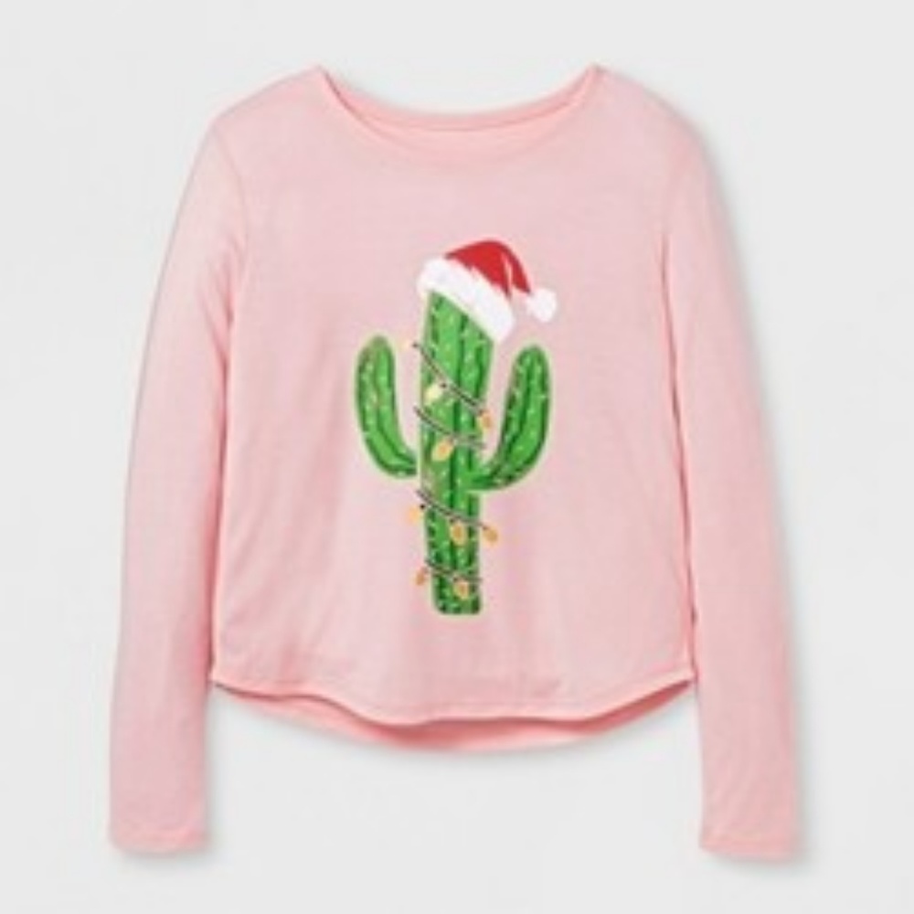 New Girl's Cactus Christmas T - Shirt